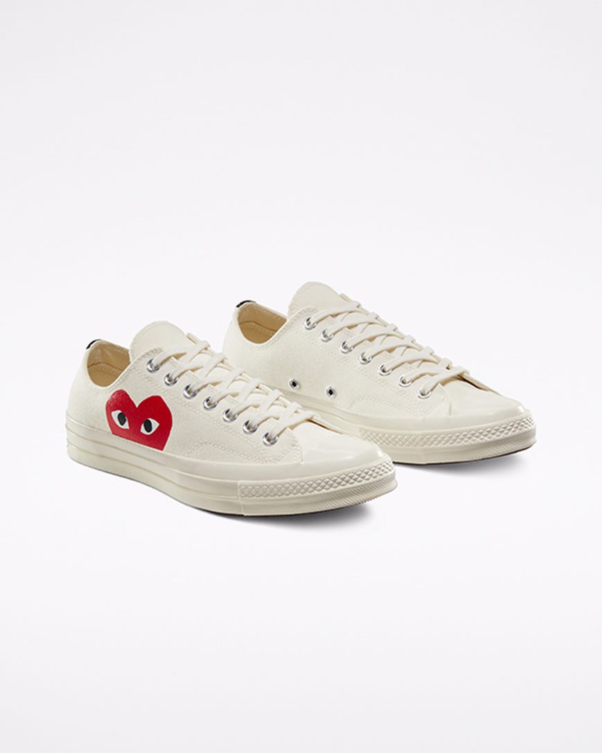 Tenisky Nizke Converse x Comme des Garçons PLAY Chuck 70 Panske Biele Červené | SK GAJQ52